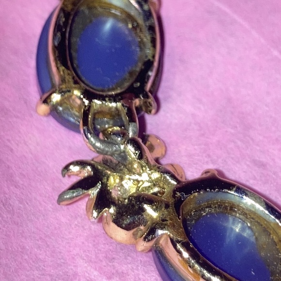 BSK Vintage smooth blue double layer irredecent beaded necklace with rhinestones - Picture 9 of 12